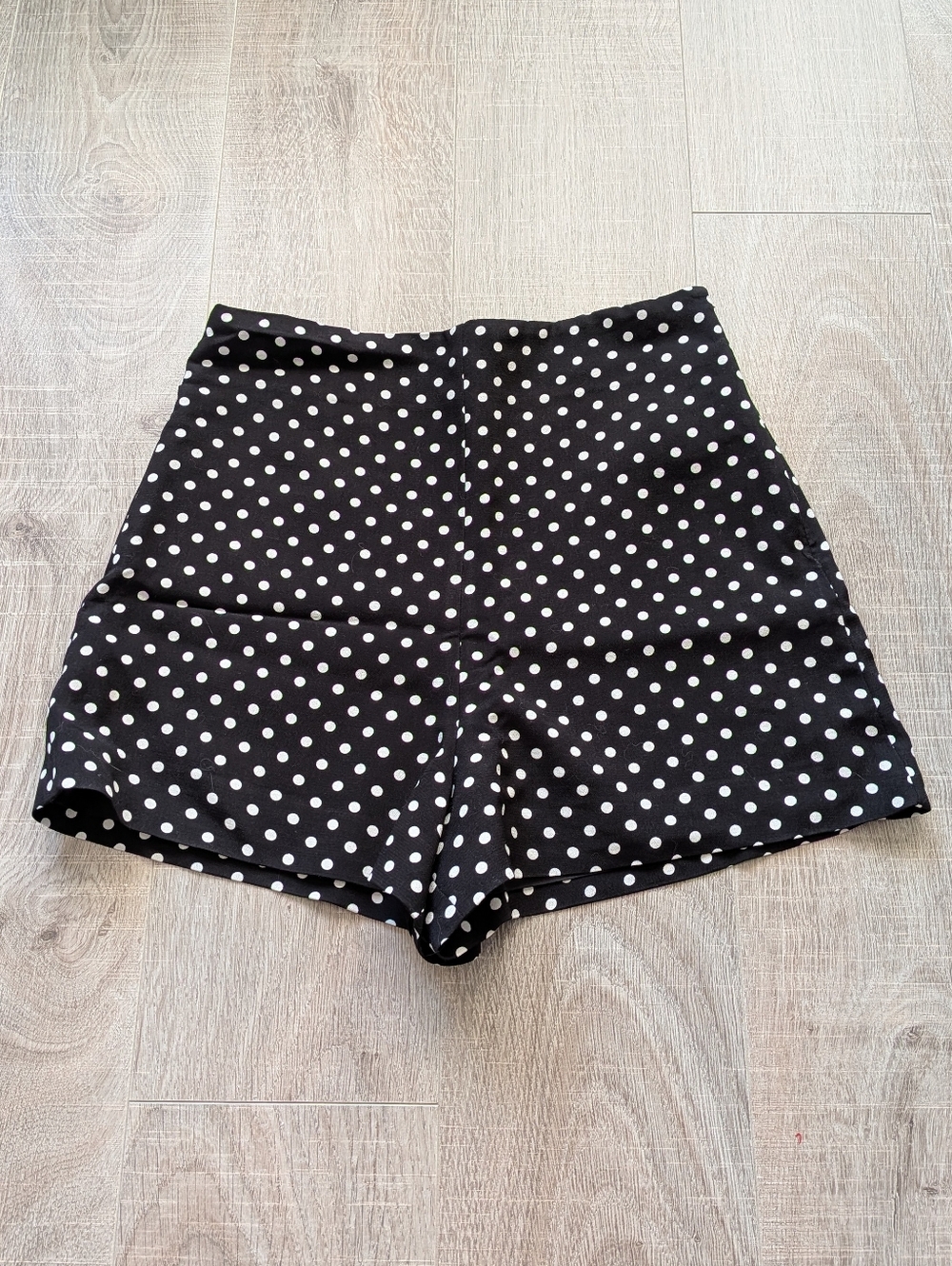 Zara Black White Polka Dot High Waisted Shorts S NWOT